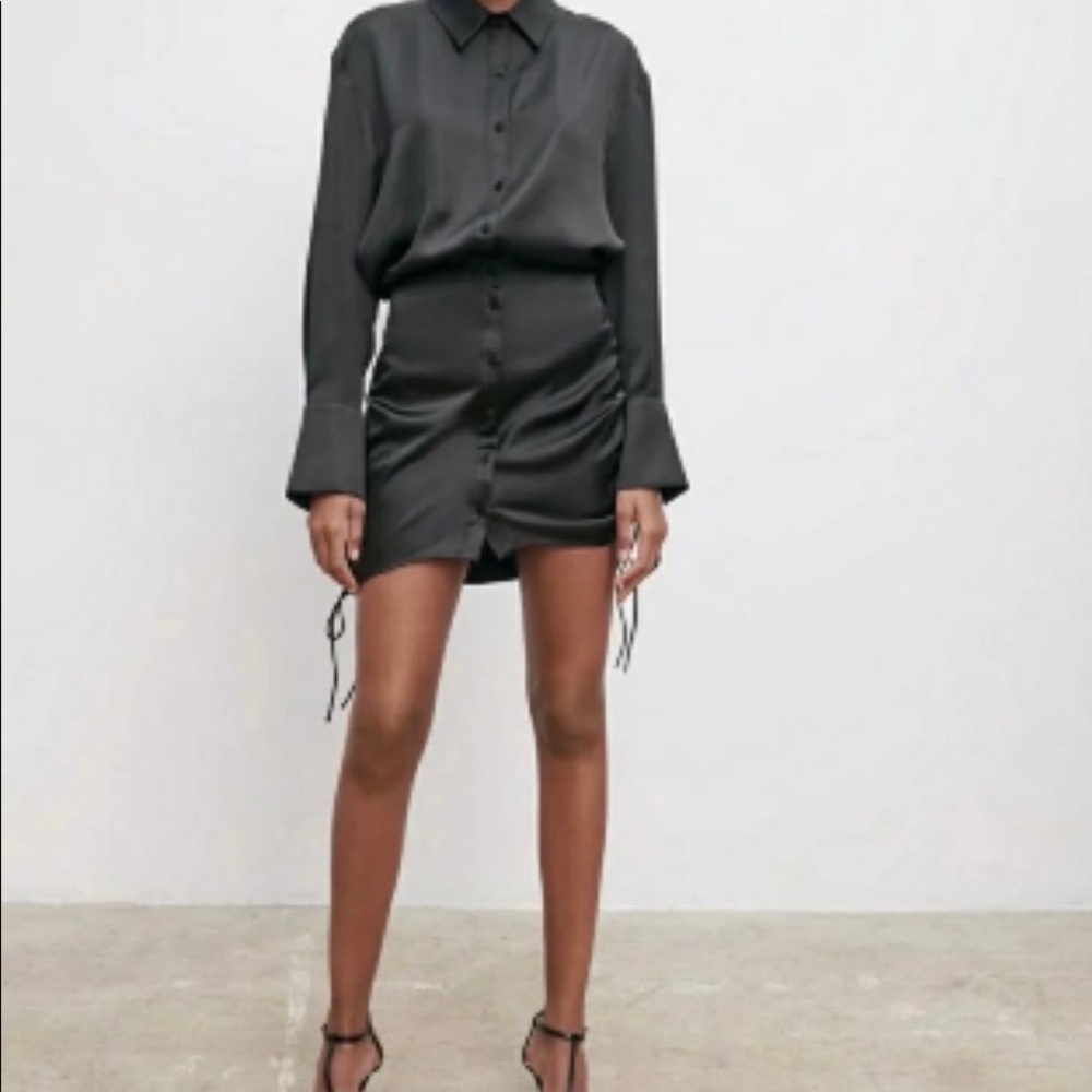 Zara Black Satin Mini Dress